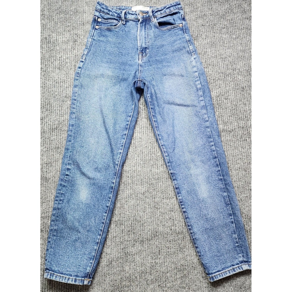 Stradivarius Mom Slim Jeans Blue High Waisted Medium Wash Size 4 EUR 36